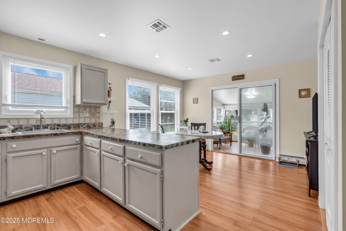 Interior, Kitchen, Recessed Lighting, Wood Texture Flooring