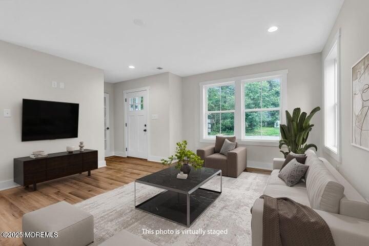 Interior, Living room, Recessed Lighting, Wood Texture Flooring