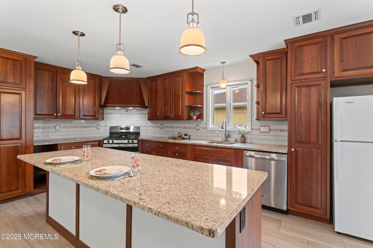 Interior, Kitchen, Pendant Lights, Stainless Steel Appliances, Wood Texture Flooring