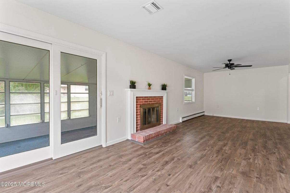 Empty room, Fireplace, Interior, Wood Texture Flooring