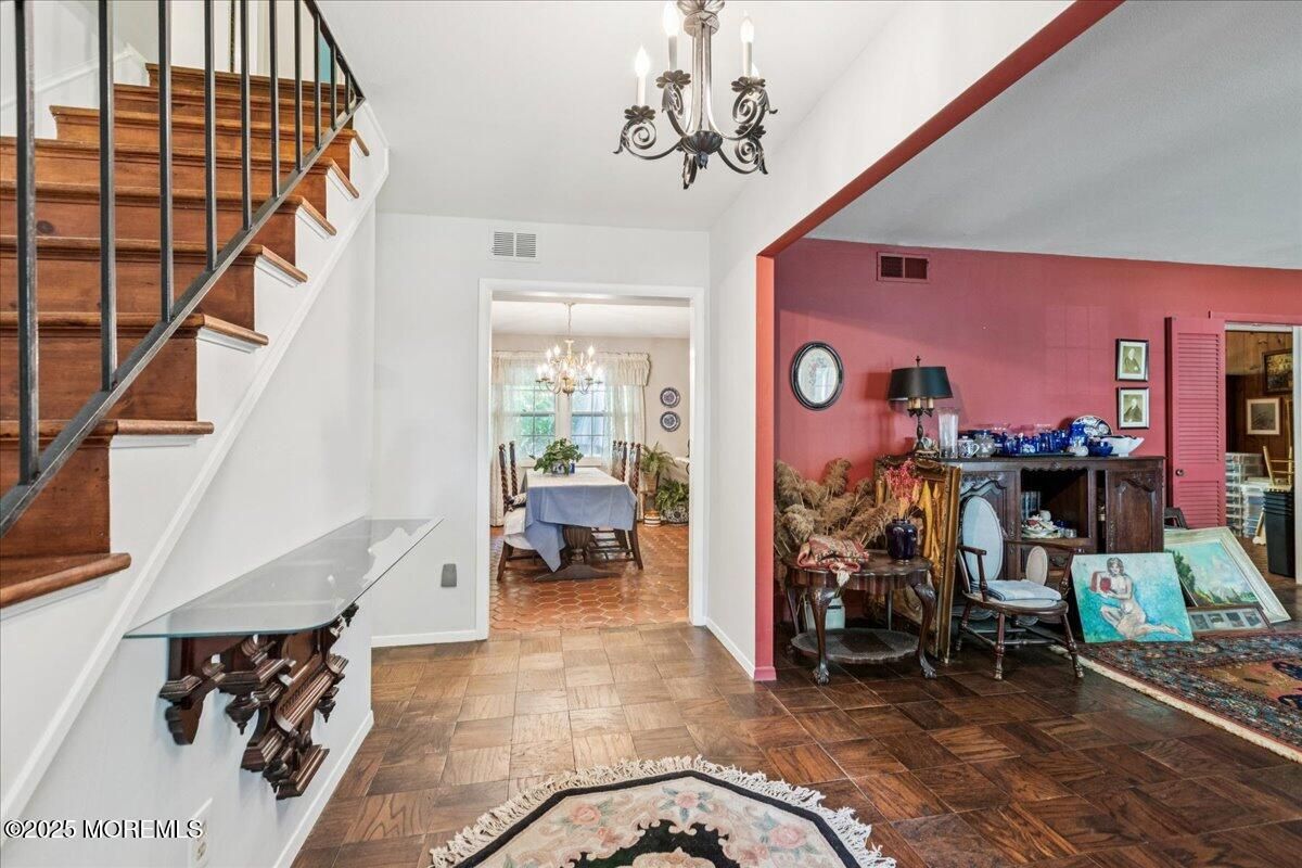 Chandelier, Dining room, Interior, Wood Texture Flooring