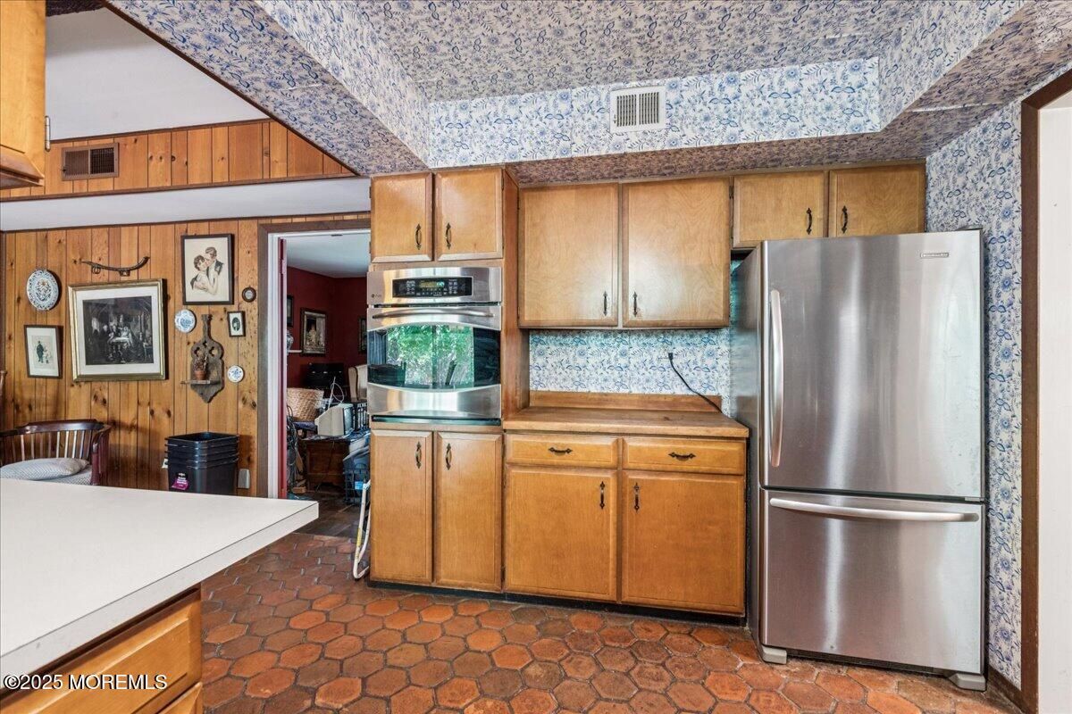Interior, Kitchen, Stainless Steel Appliances, Wooden Walls
