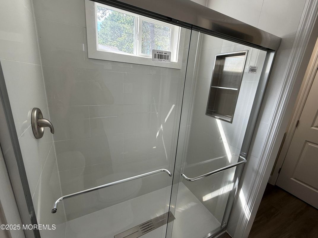Bathroom, Glass Shower, Interior, Wood Texture Flooring