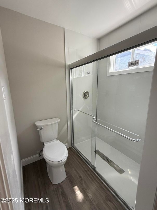 Bathroom, Glass Shower, Interior, Wood Texture Flooring