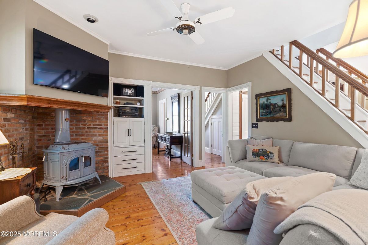 Fireplace, Interior, Living room, Stone Walls, Wood Texture Flooring