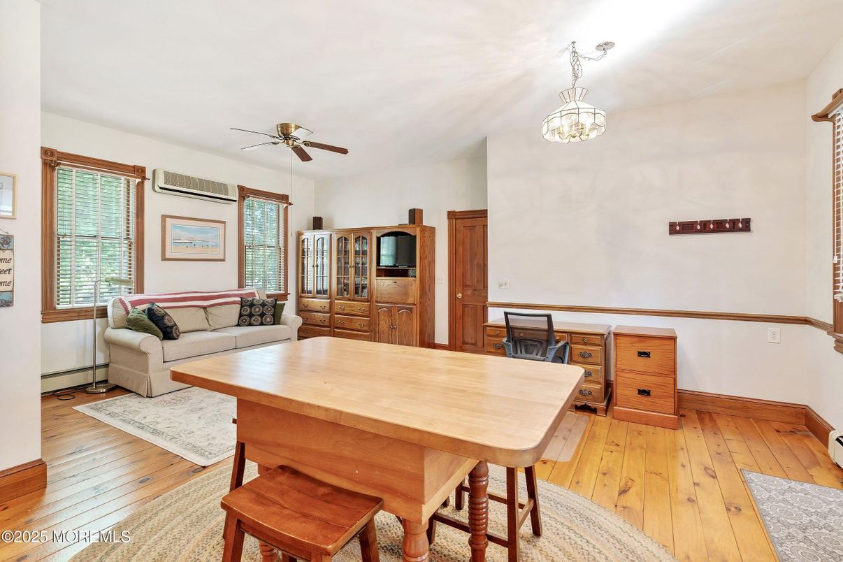 Dining room, Interior, Living room, Pendant Lights, Wood Texture Flooring