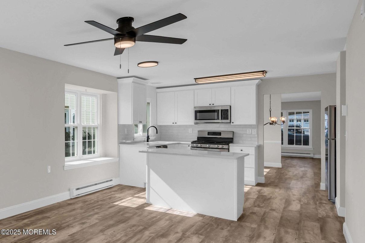 Interior, Kitchen, Stainless Steel Appliances, Wood Texture Flooring