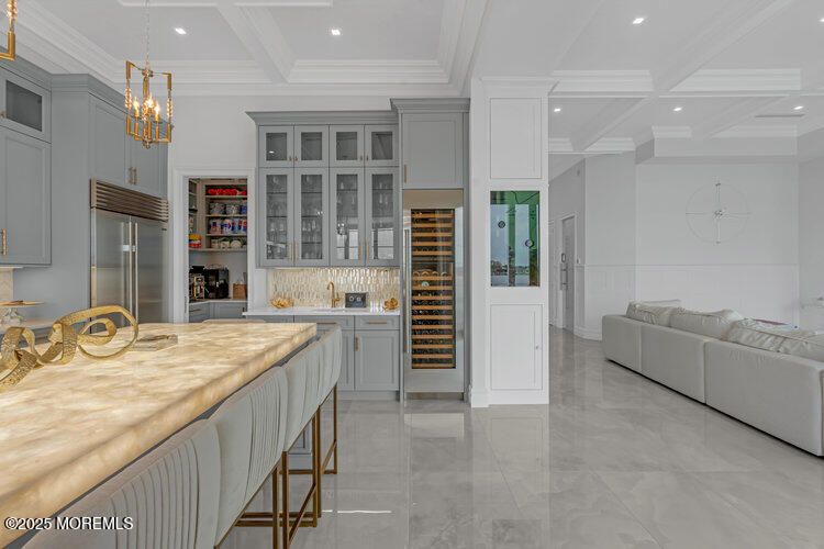 Chandelier, Interior, Kitchen, Pendant Lights, Recessed Lighting, Stainless Steel Appliances