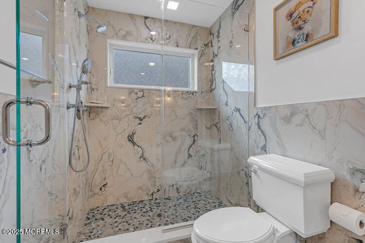 Bathroom, Glass Shower, Interior, Marble Walls, Recessed Lighting