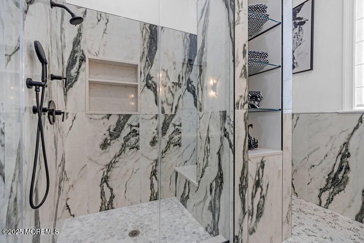 Bathroom, Glass Shower, Interior, Marble Walls