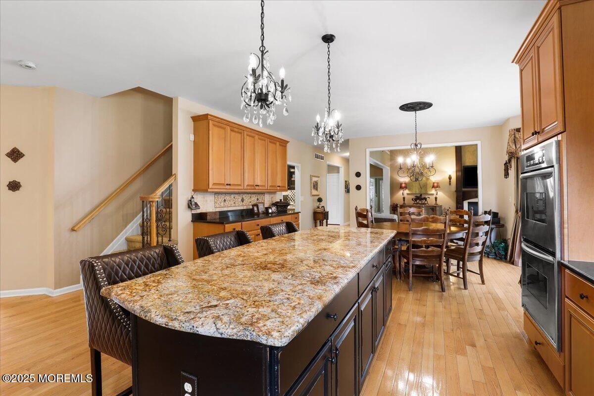 Chandelier, Dining room, Interior, Kitchen, Pendant Lights, Wood Texture Flooring