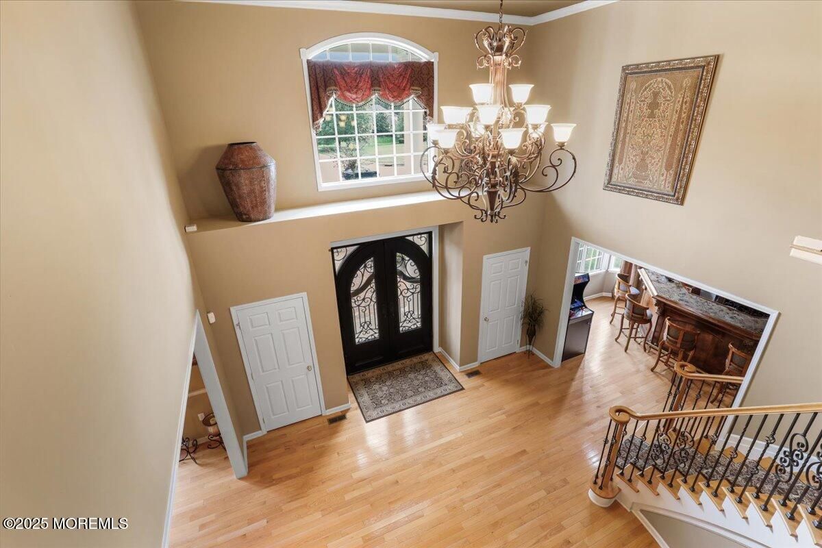 Chandelier, Interior, Wood Texture Flooring
