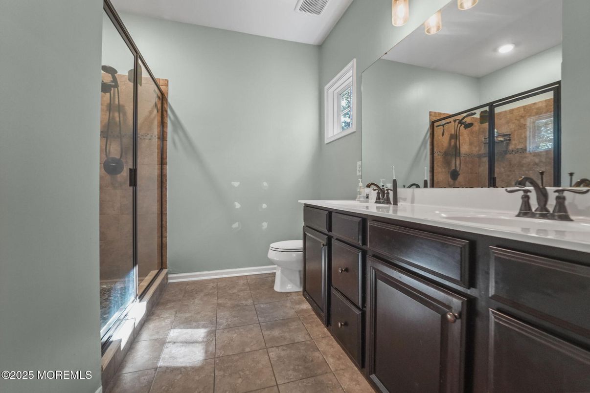 Bathroom, Dual Sink Vanities, Glass Shower, Interior, Recessed Lighting