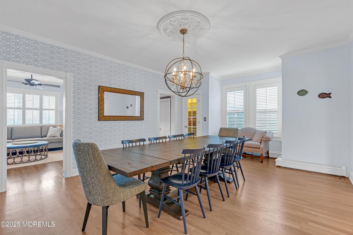 Chandelier, Dining room, Interior, Wood Texture Flooring
