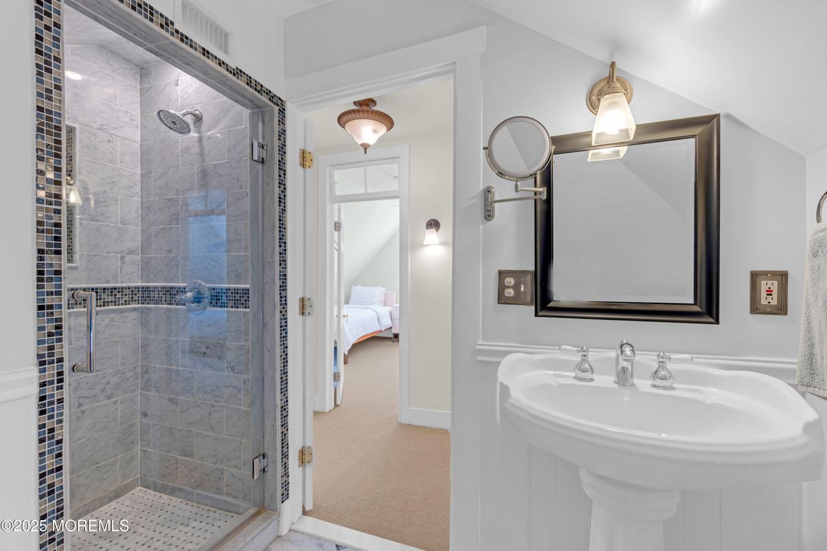 Bathroom, Glass Shower, Interior, Marble Walls