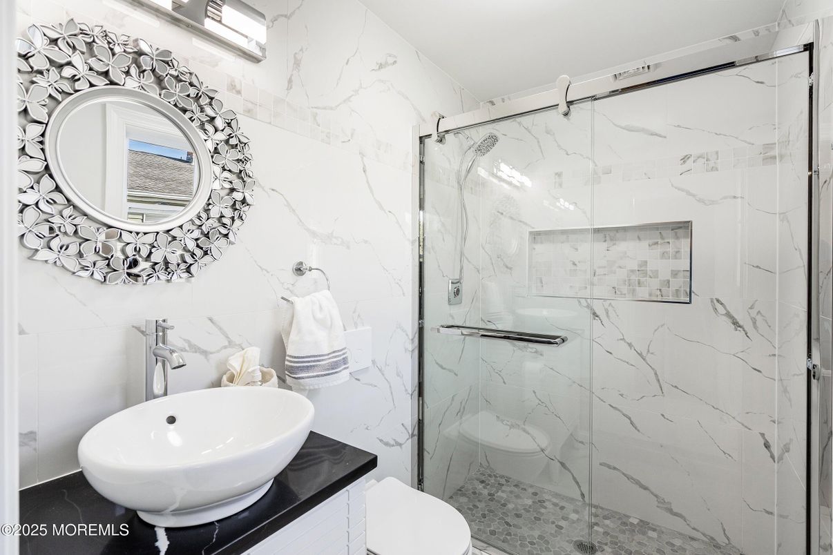 Bathroom, Glass Shower, Interior, Marble Walls