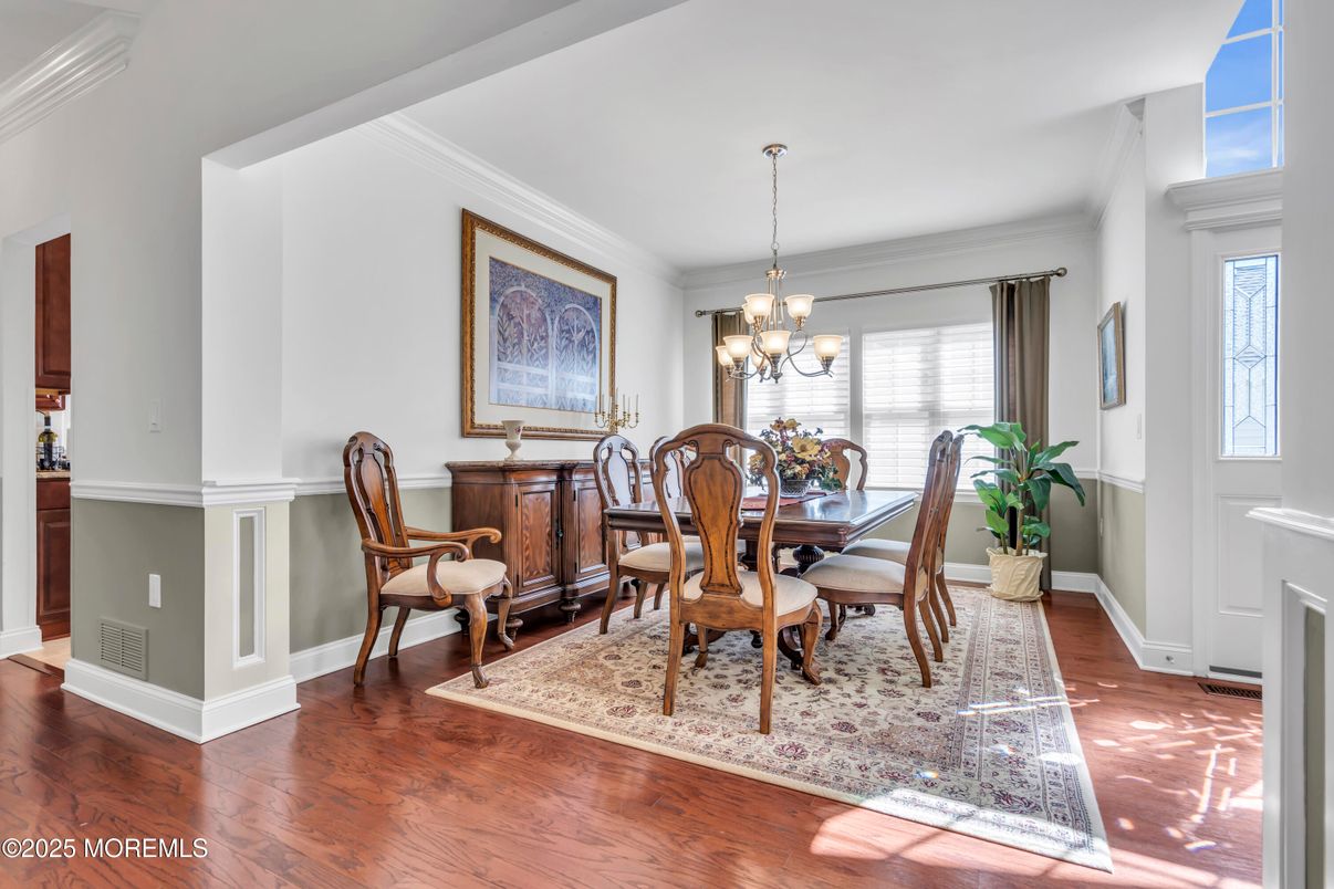 Chandelier, Dining room, Interior, Wood Texture Flooring