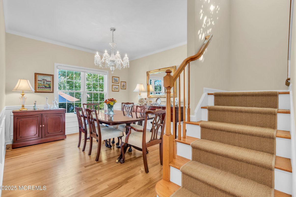 Chandelier, Dining room, Interior, Wood Texture Flooring