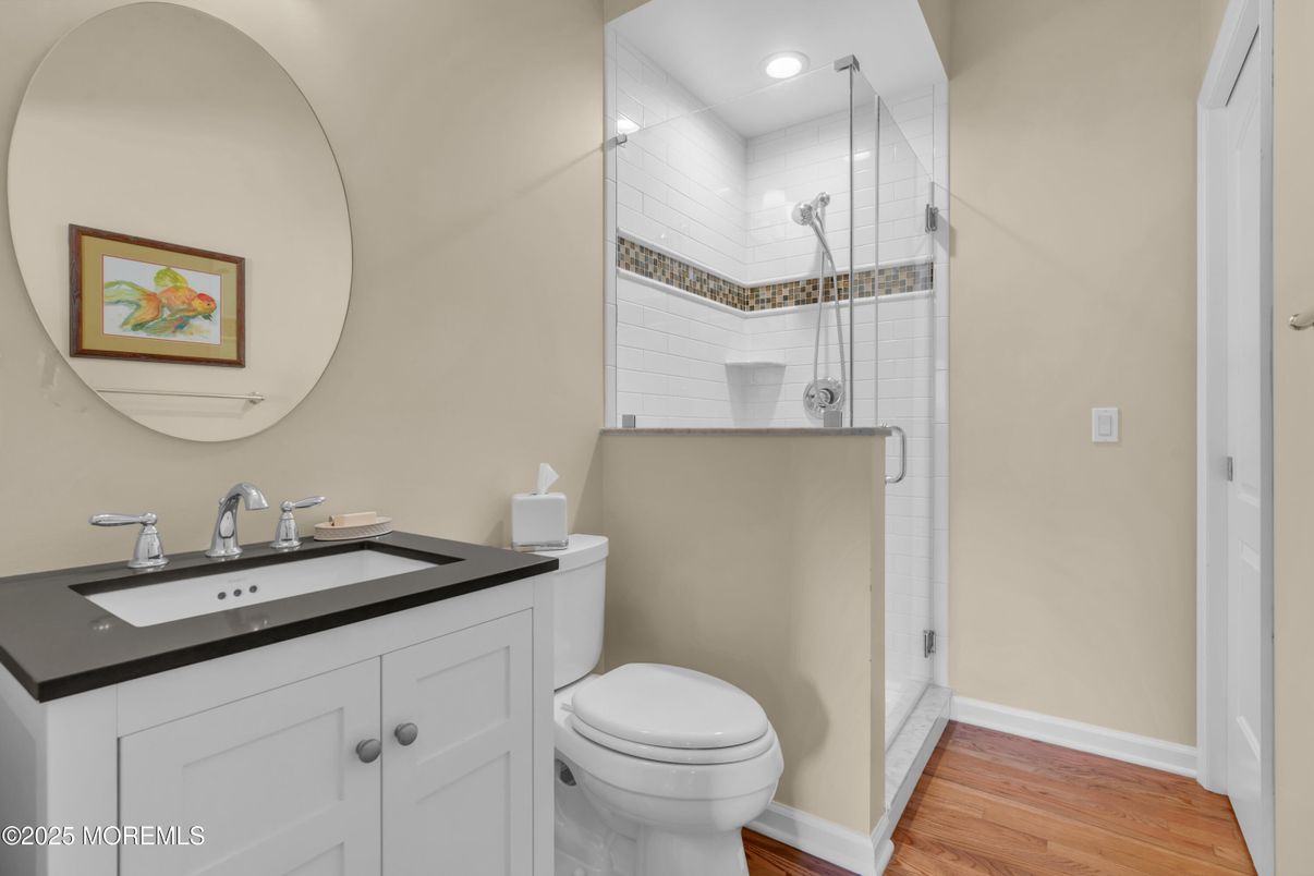 Bathroom, Interior, Recessed Lighting, Wood Texture Flooring