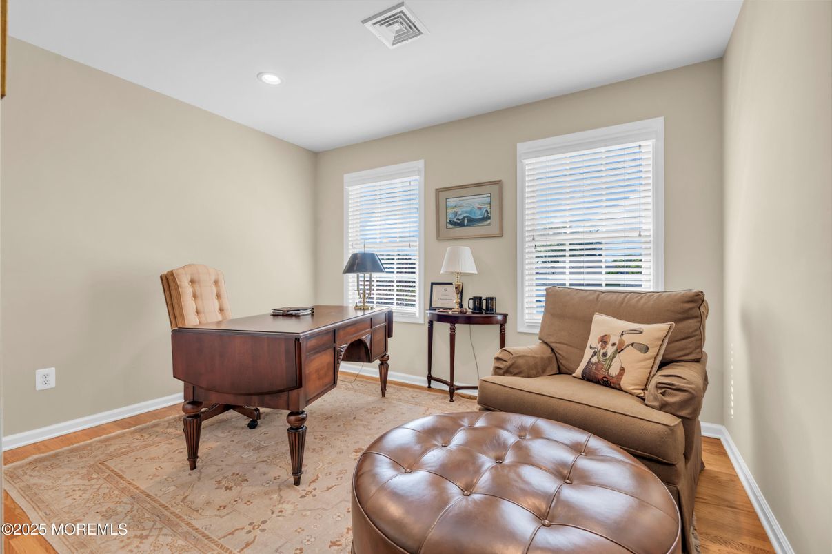 Home Office, Interior, Recessed Lighting, Wood Texture Flooring