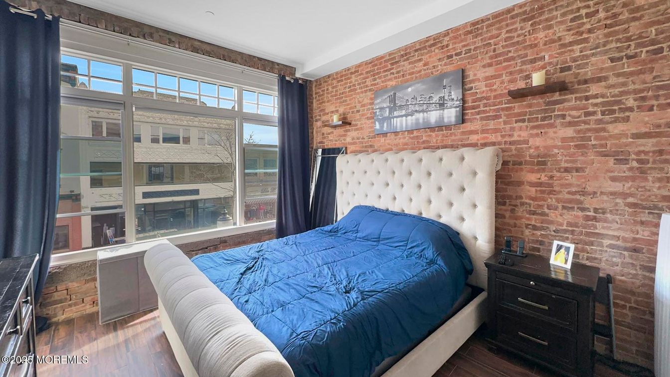 Bedroom, Interior, Stone Walls, Wood Texture Flooring
