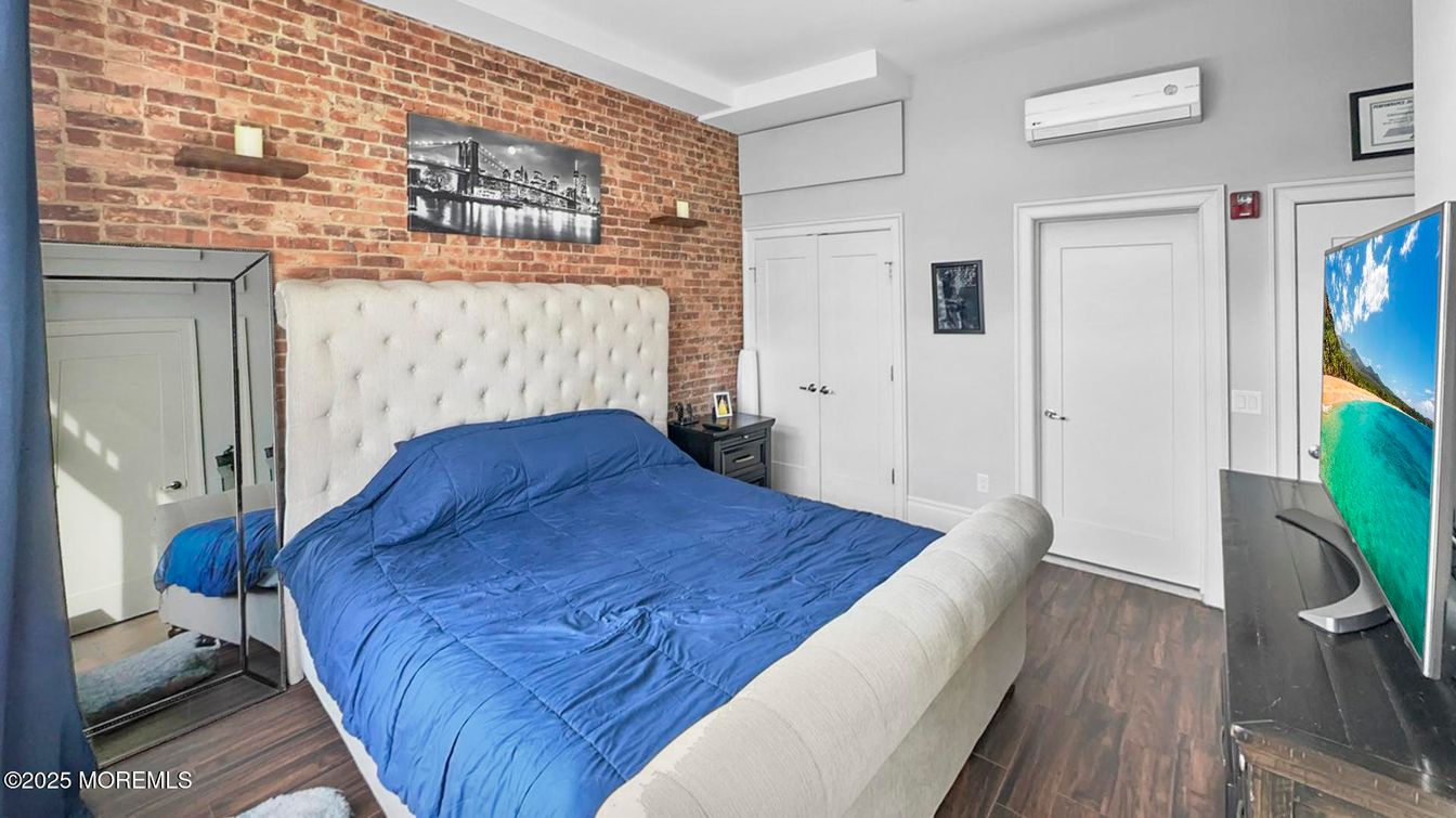 Bedroom, Interior, Stone Walls, Wood Texture Flooring