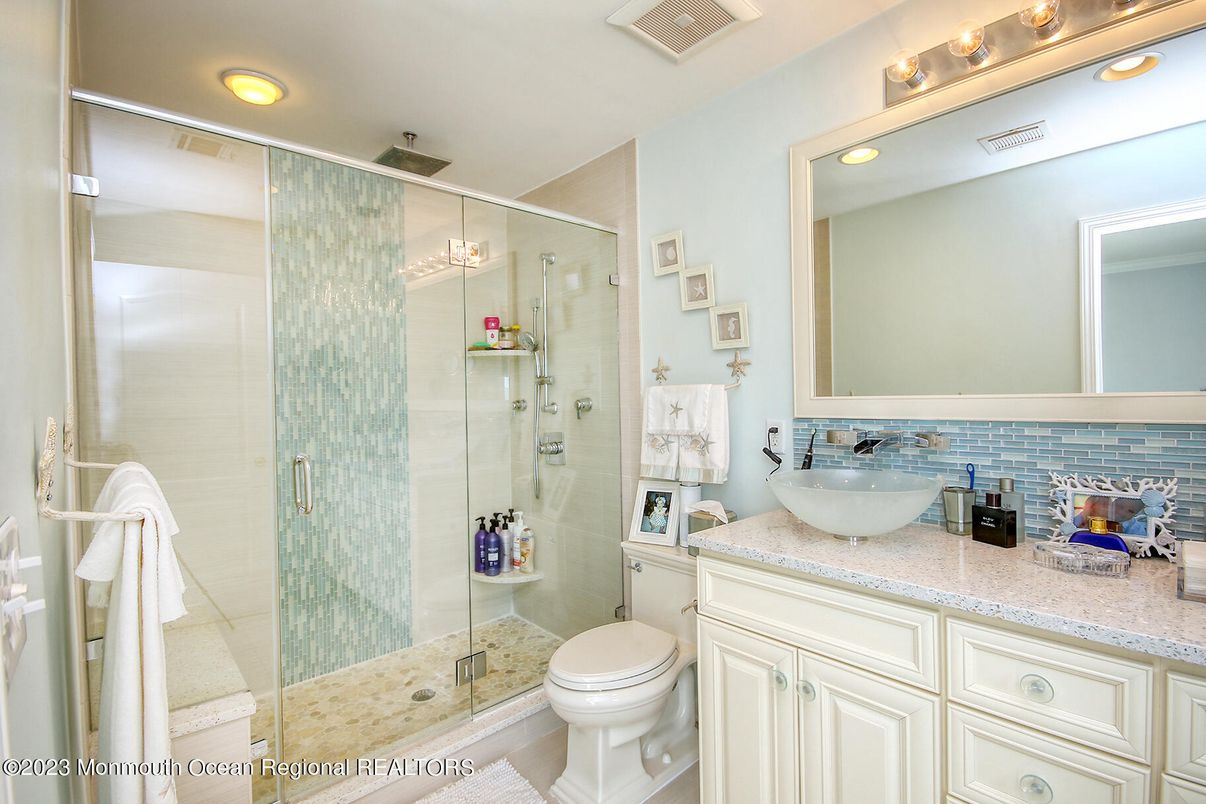 Bathroom, Glass Shower, Interior, Recessed Lighting