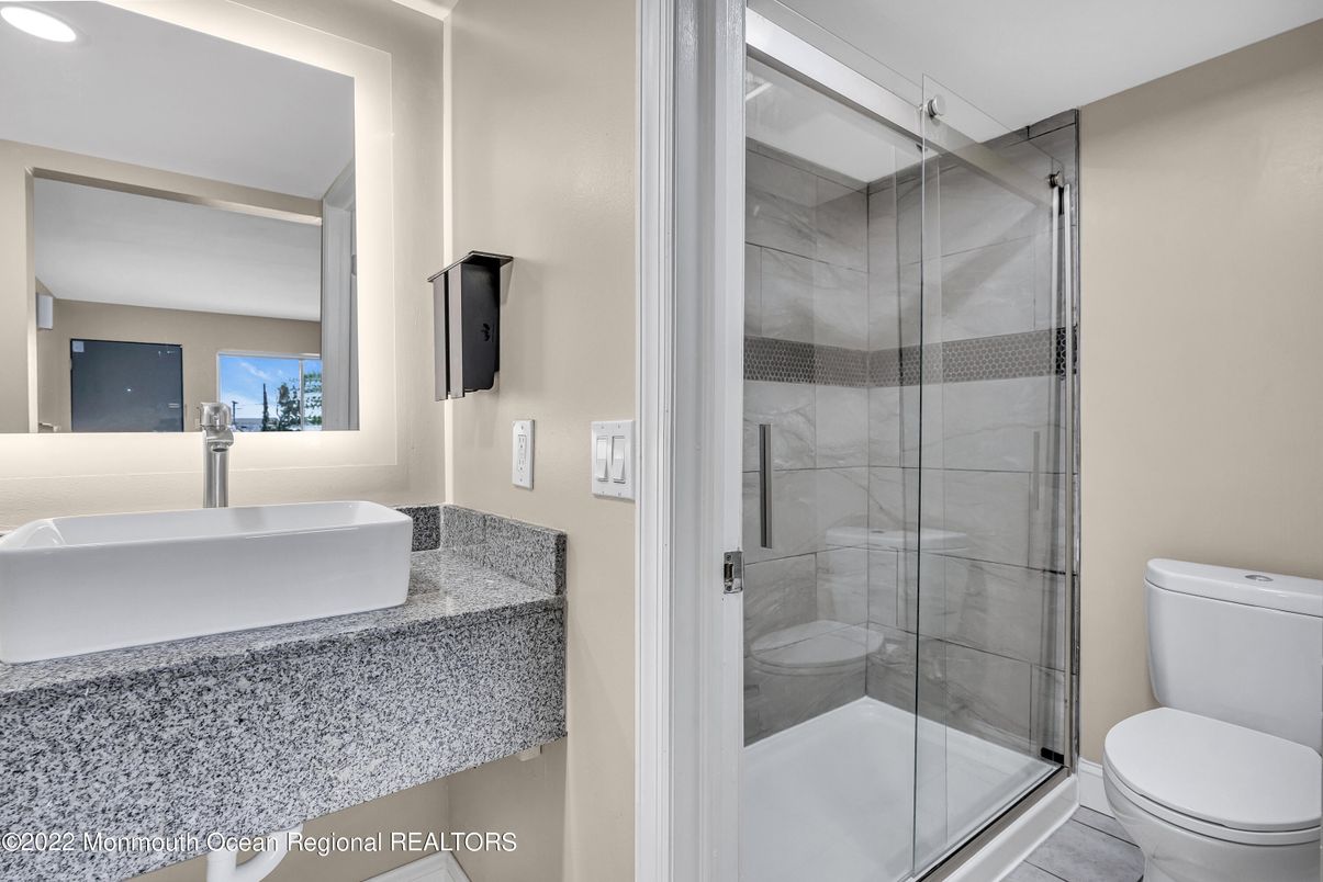 Bathroom, Glass Shower, Interior, Recessed Lighting