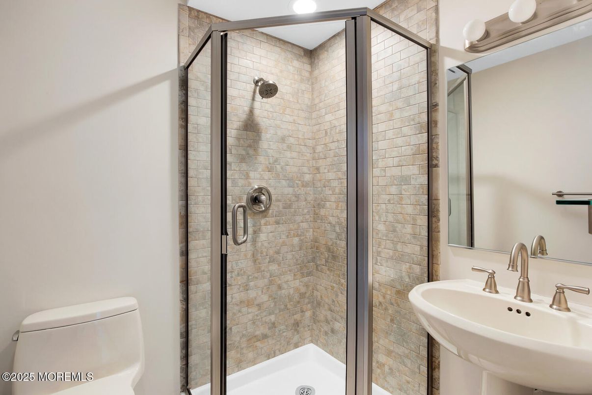 Bathroom, Glass Shower, Interior, Stone Walls