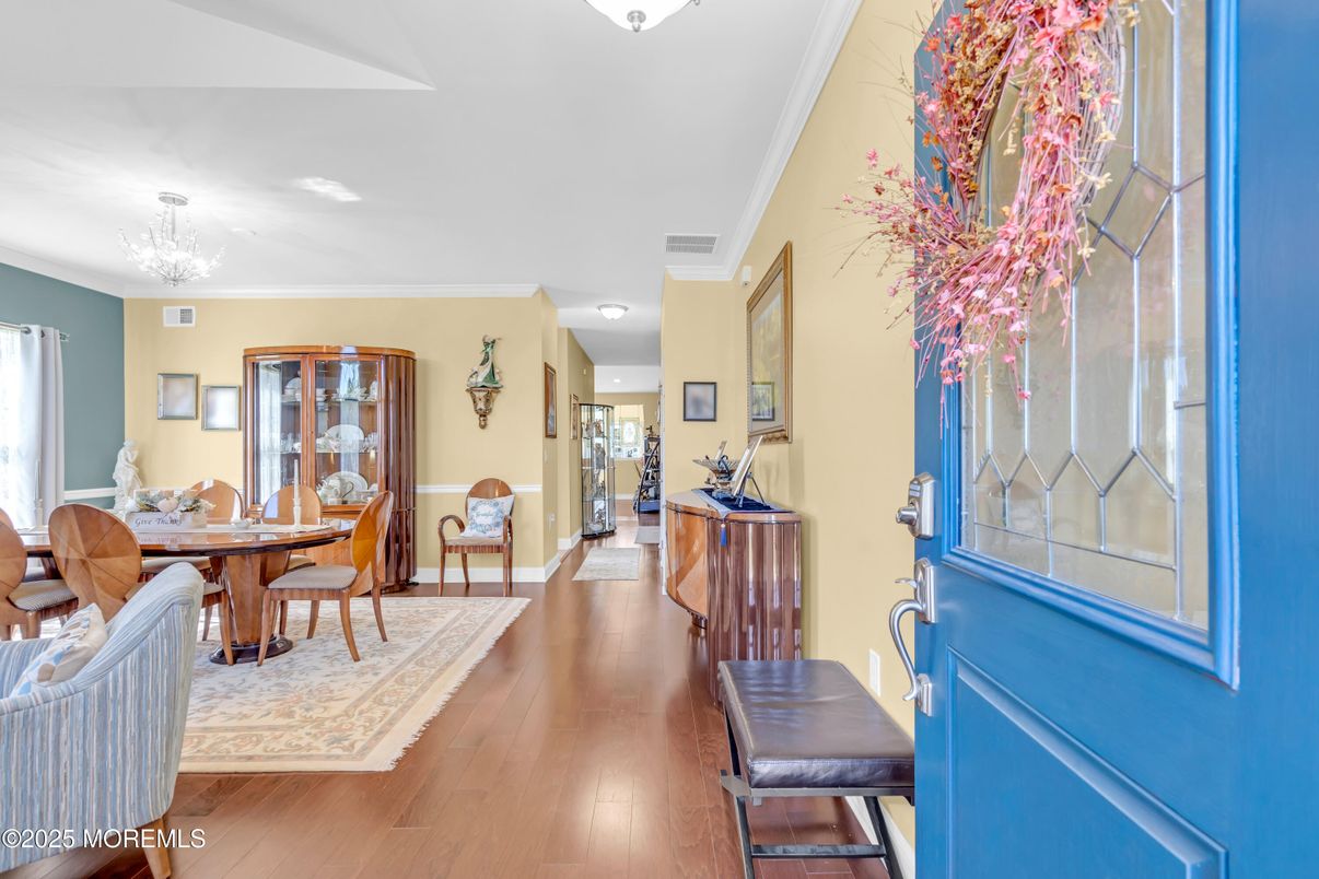 Chandelier, Dining room, Interior, Wood Texture Flooring