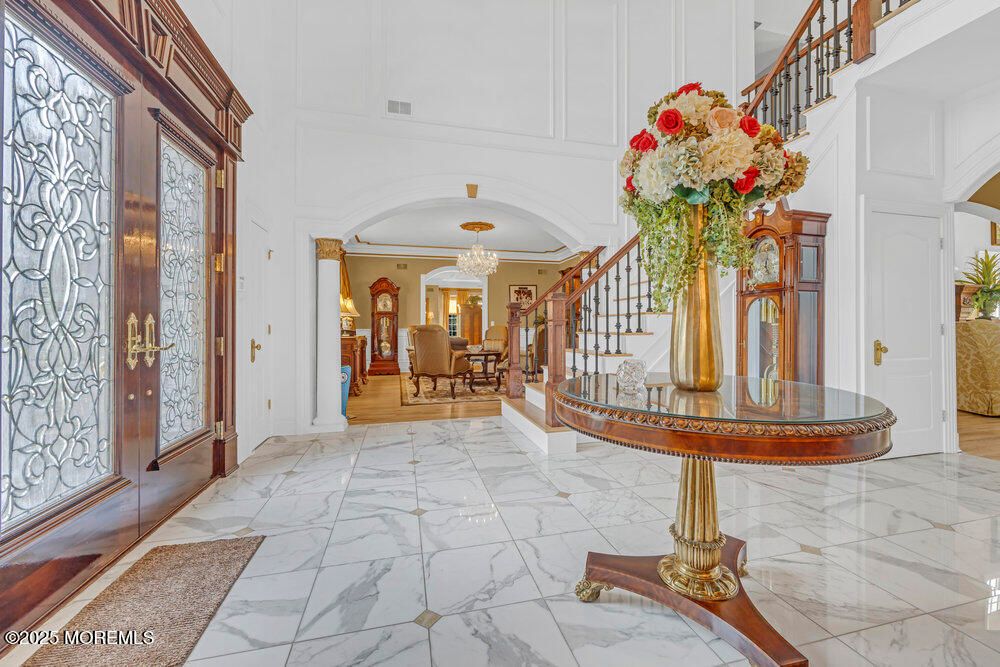 Chandelier, Dining room, Interior, Marble