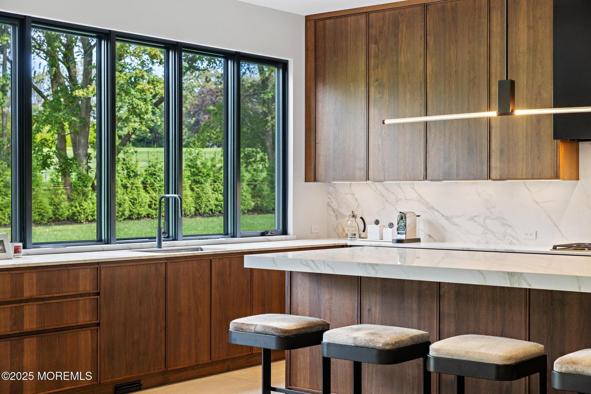 Interior, Kitchen, Marble Walls, Wood Texture Flooring