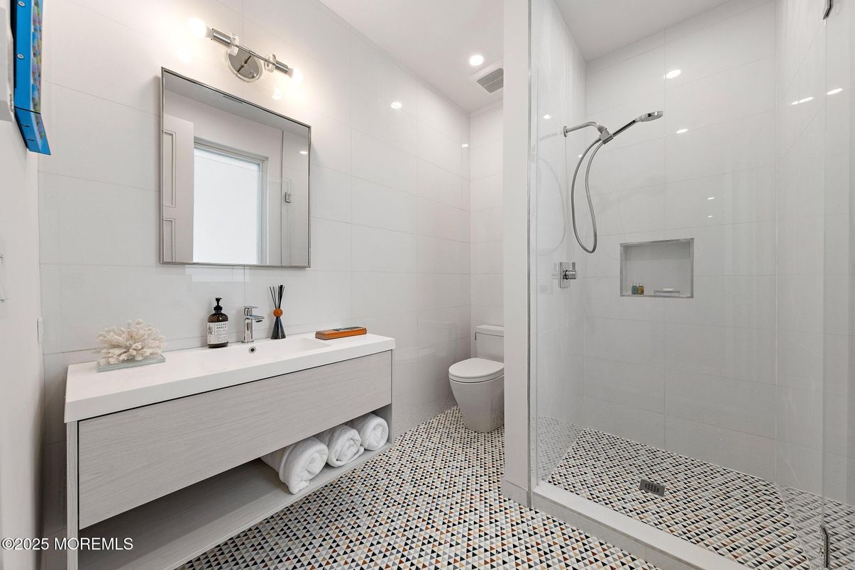 Bathroom, Glass Shower, Interior, Recessed Lighting