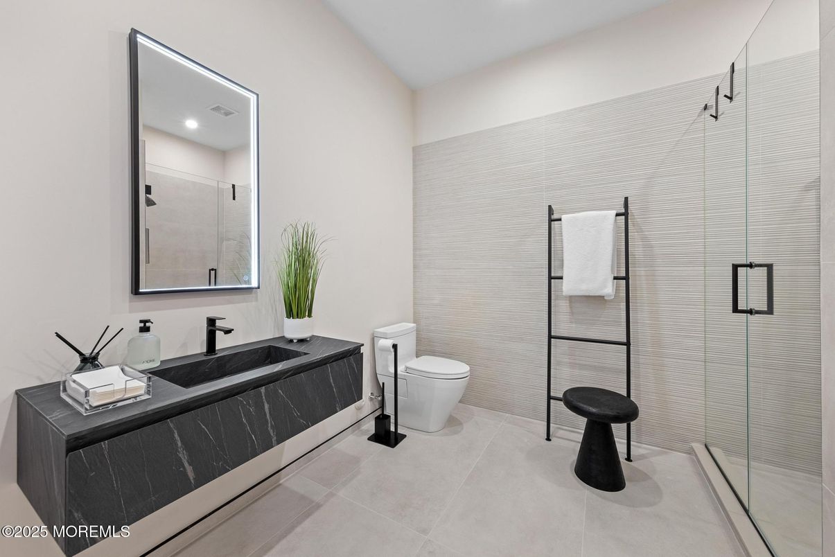 Bathroom, Glass Shower, Interior, Recessed Lighting