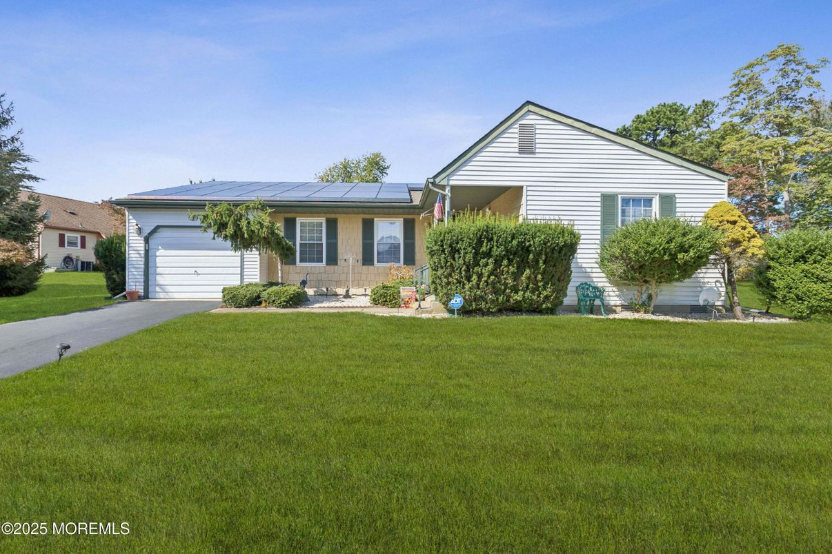 Attached, Backyard, Exterior, Facade, Solar Panels, Ranch