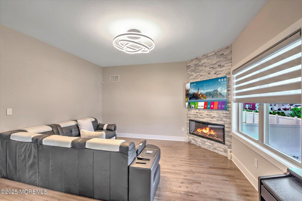 Fireplace, Interior, Living room, Stone Walls, Wood Texture Flooring
