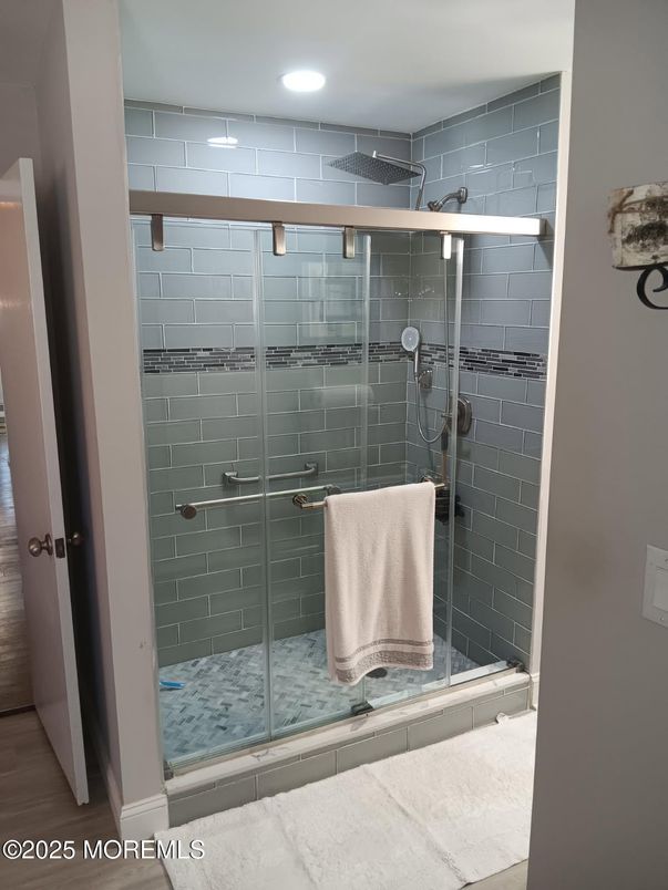Bathroom, Glass Shower, Interior, Recessed Lighting