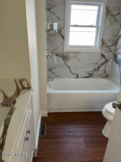 Bathroom, Interior, Marble Walls, Wood Texture Flooring
