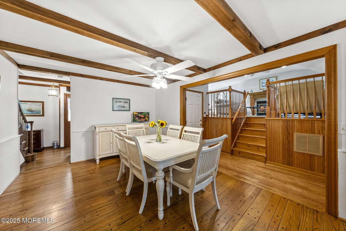 Dining room, Interior, Wooden Beams, Wood Texture Flooring