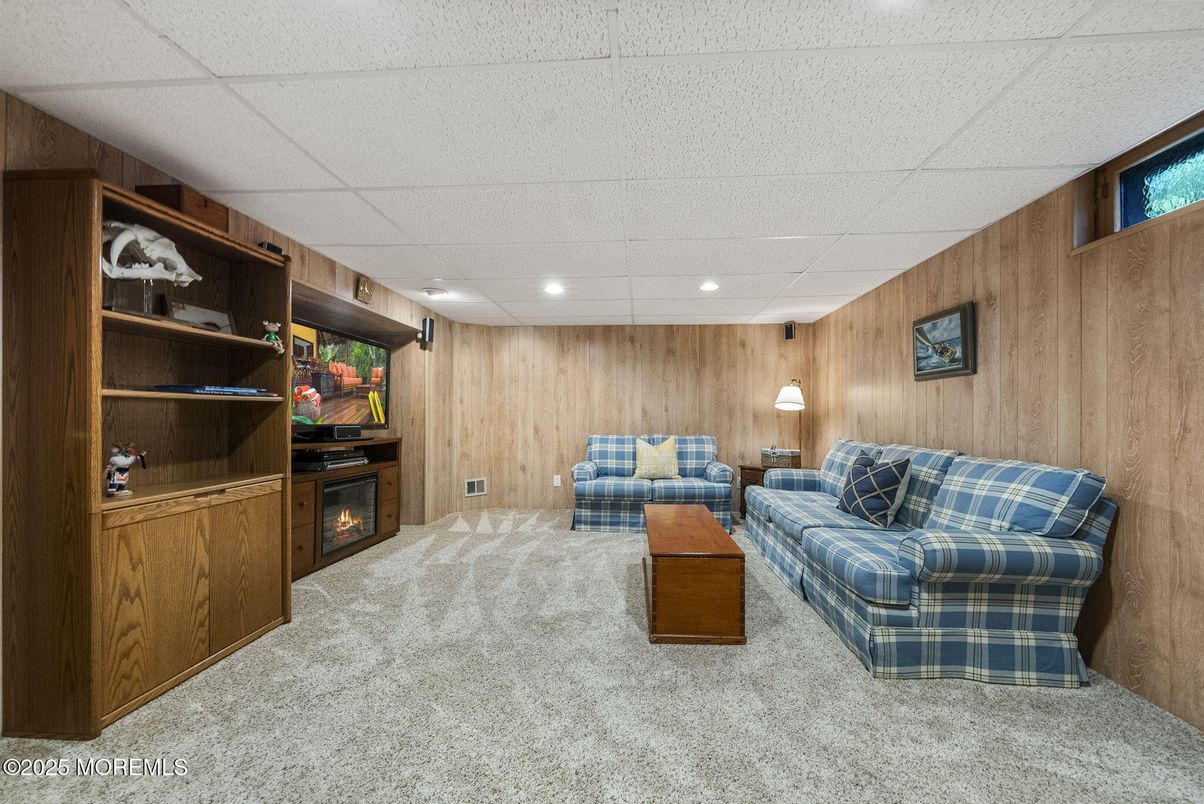Fireplace, Interior, Living room, Recessed Lighting, Wooden Walls