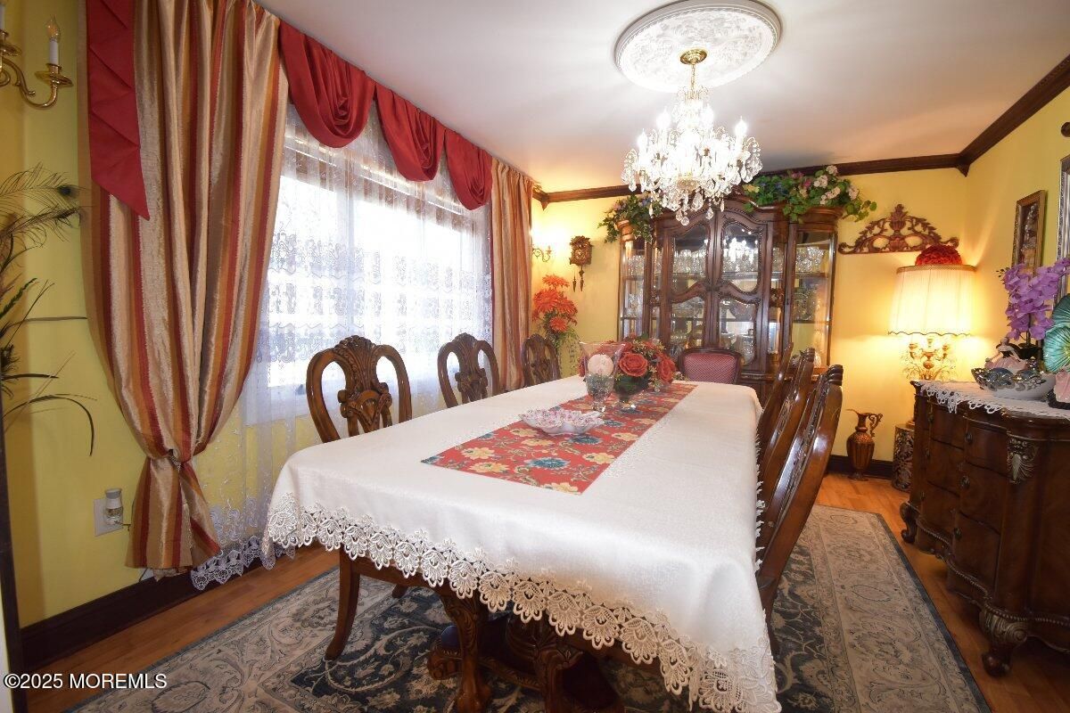 Chandelier, Dining room, Interior, Wood Texture Flooring