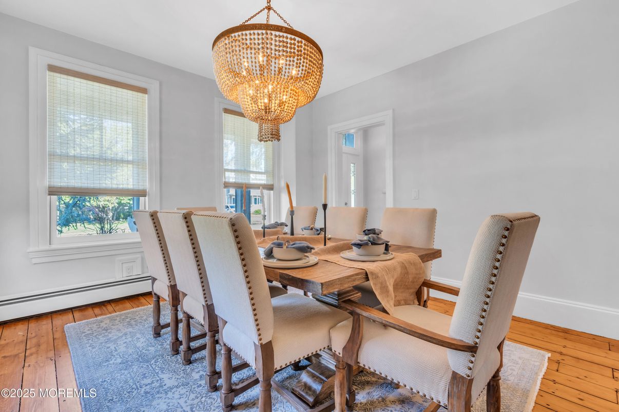 Chandelier, Dining room, Interior, Wood Texture Flooring
