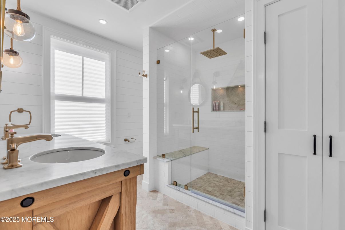 Bathroom, Glass Shower, Interior, Recessed Lighting