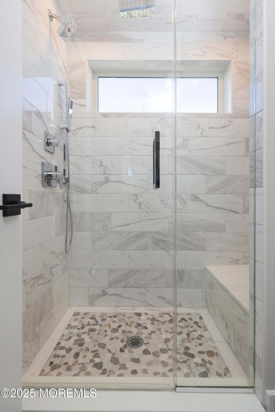 Bathroom, Glass Shower, Interior, Marble Walls