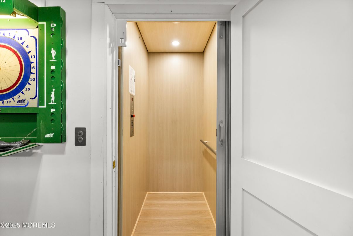 Elevator, Interior, Recessed Lighting, Wooden Walls