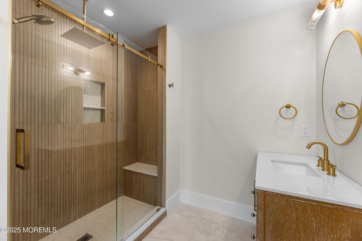 Bathroom, Glass Shower, Interior, Recessed Lighting