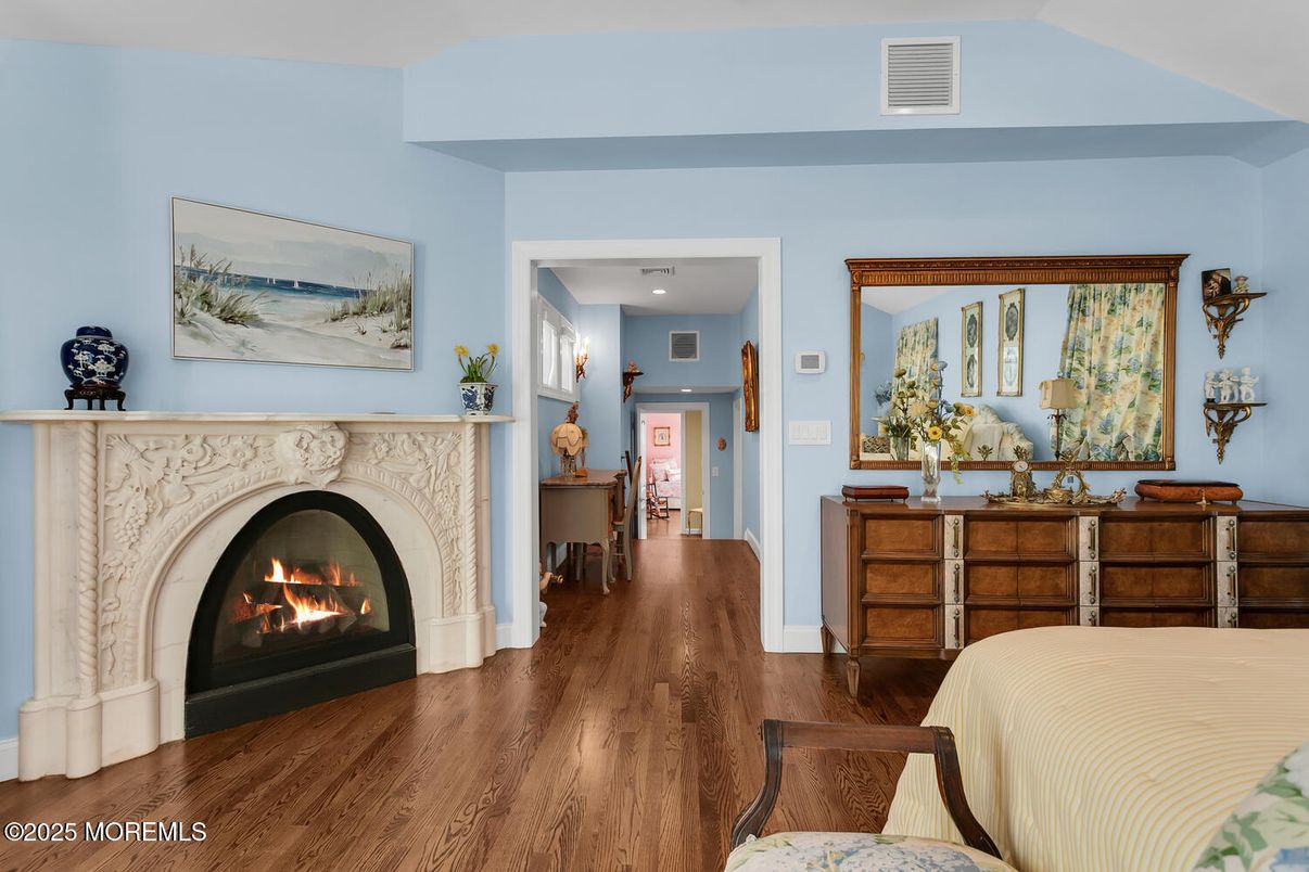Fireplace, Interior, Recessed Lighting, Wood Texture Flooring