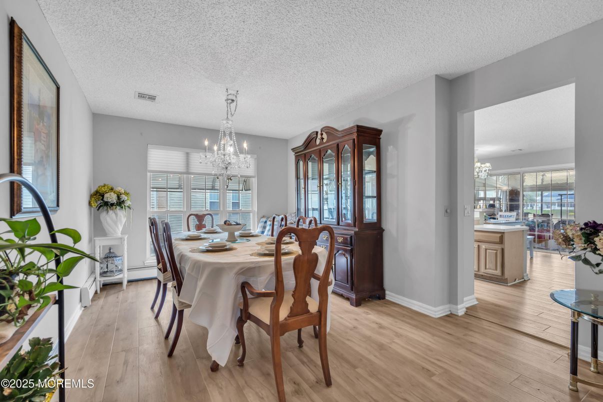 Chandelier, Dining room, Interior, Wood Texture Flooring