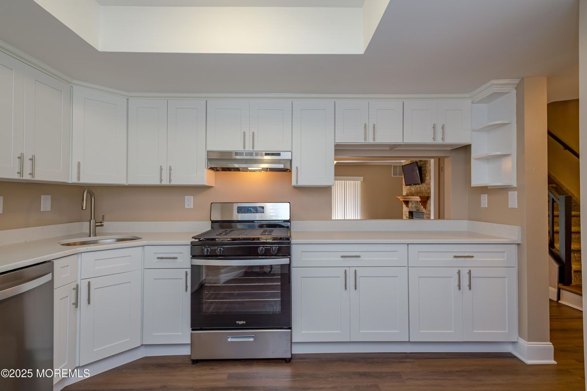 Interior, Kitchen, Stainless Steel Appliances, Wood Texture Flooring