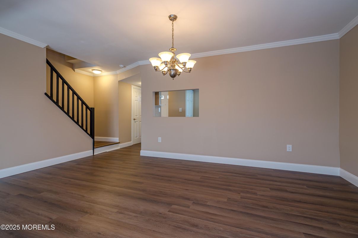 Chandelier, Empty room, Interior, Wood Texture Flooring
